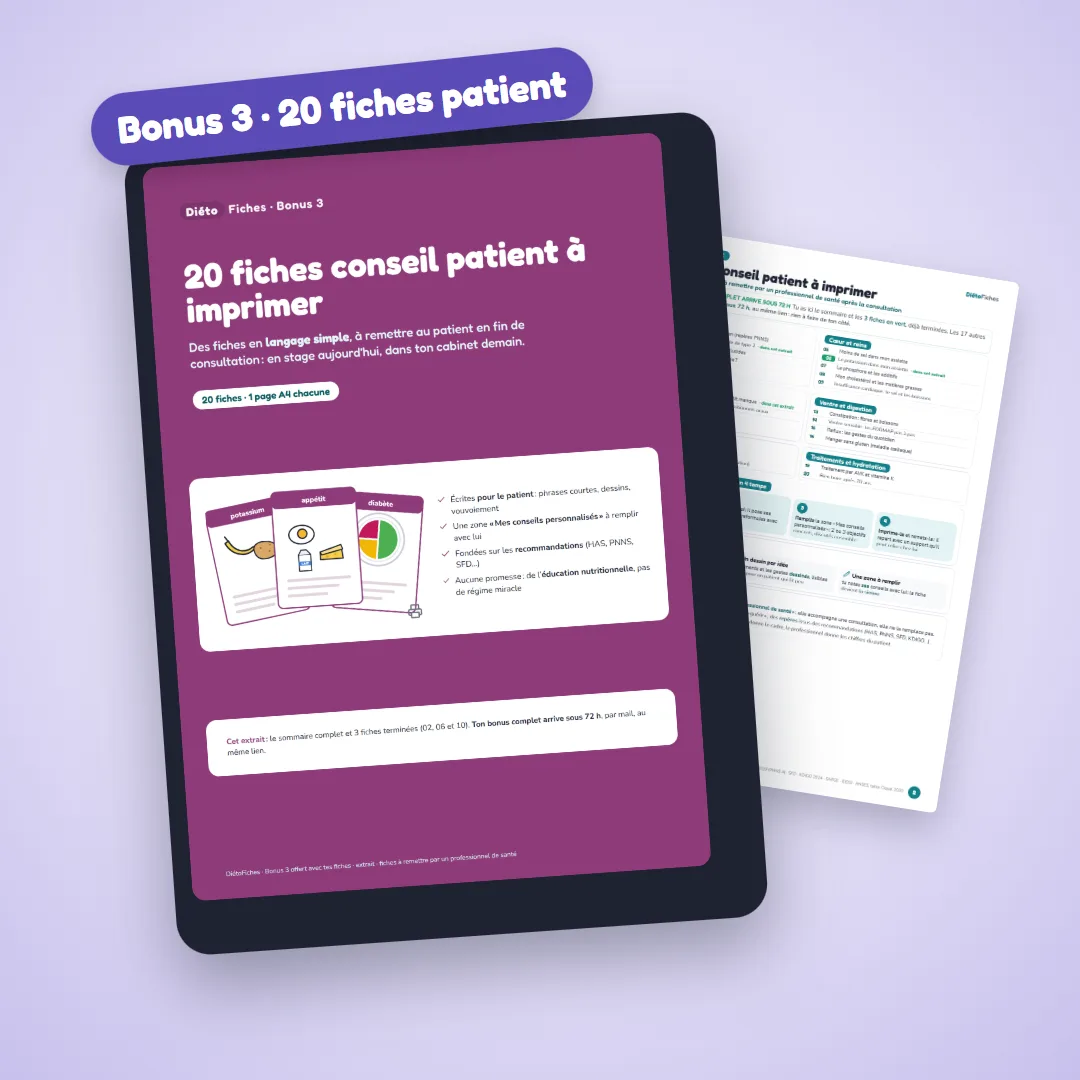 Bonus 20 fiches conseil patient à imprimer